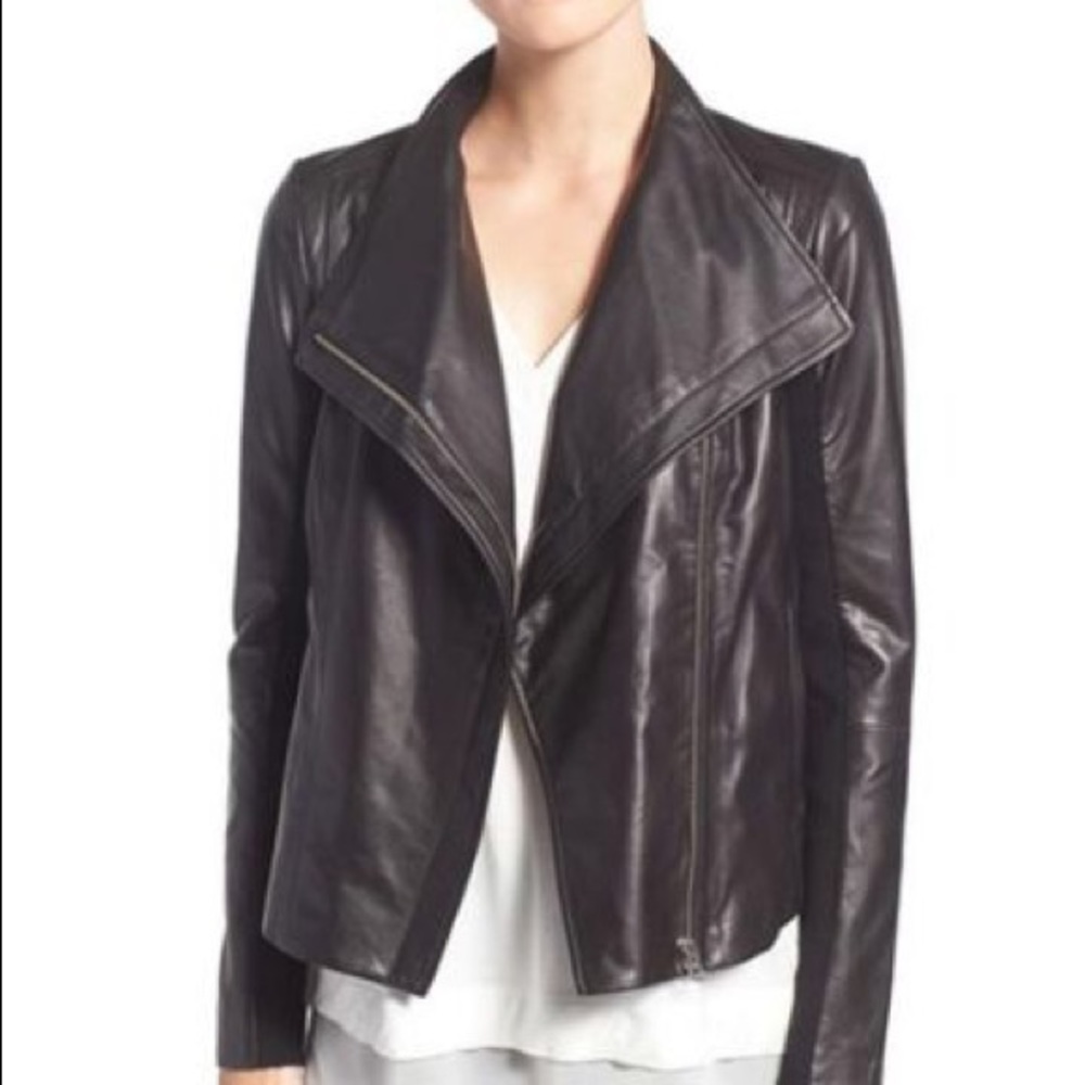 NWOT Trouve Nordstrom draped leather jacket M